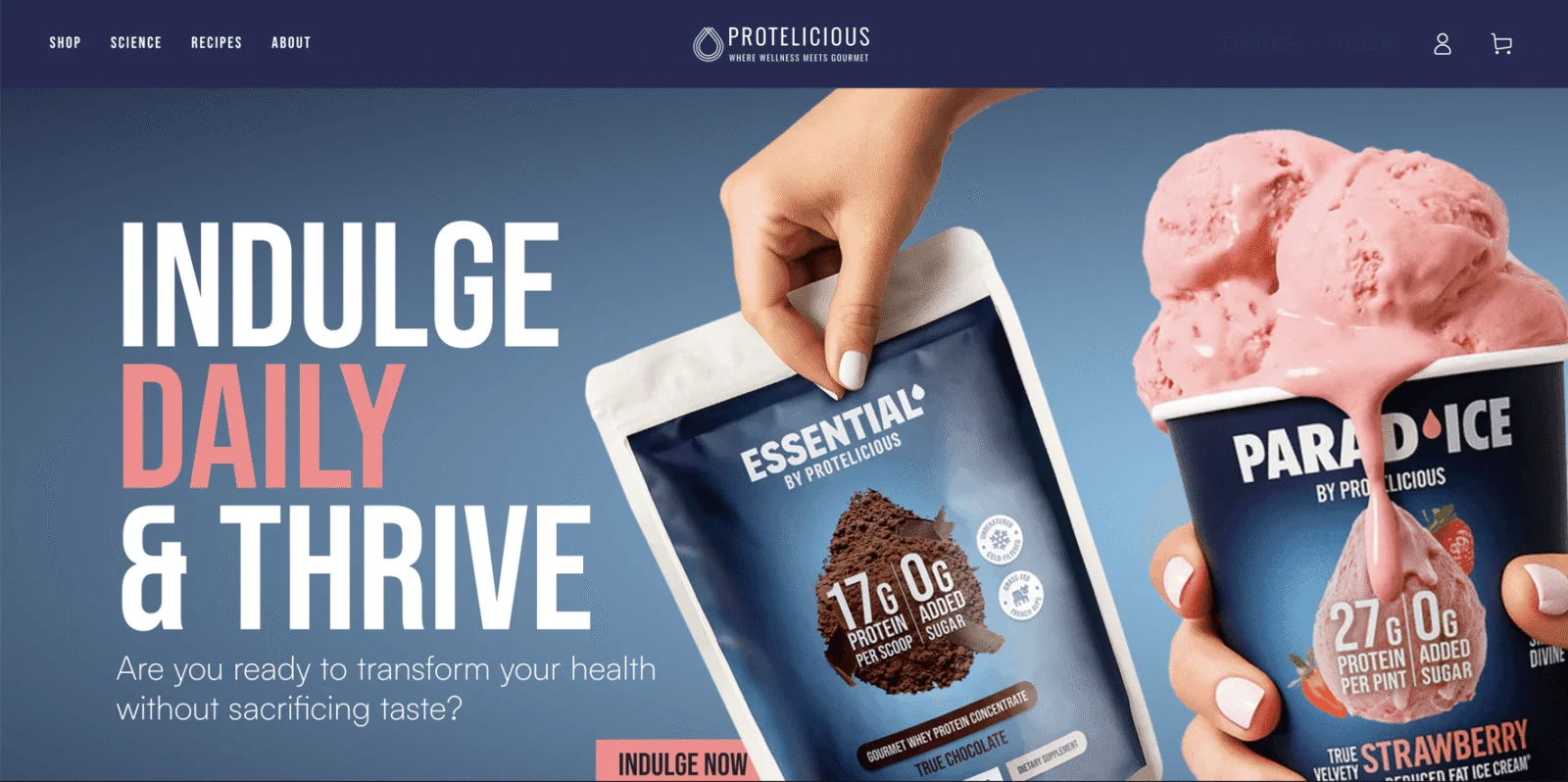 Protelicious website by SimplyGJ, screen 2