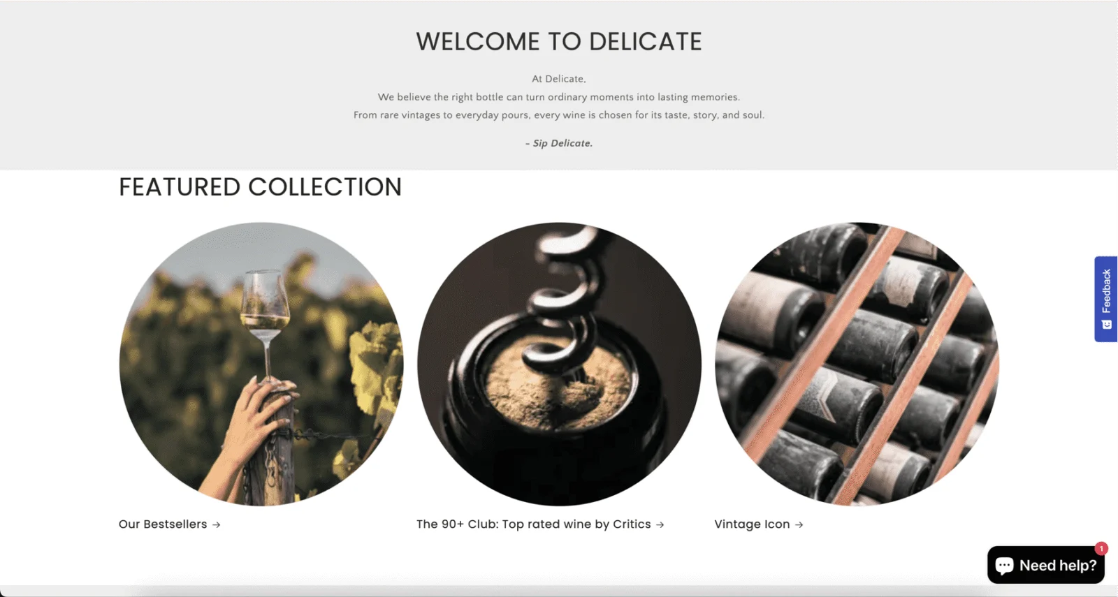 Delicate Wine website by SimplyGJ, screen 3