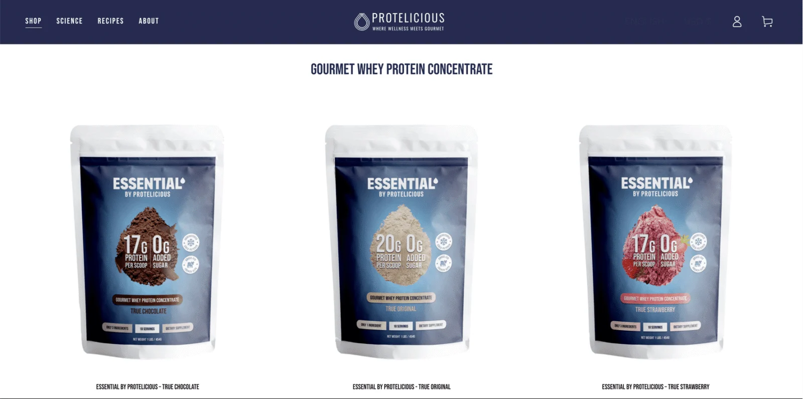 Protelicious website by SimplyGJ, screen 3